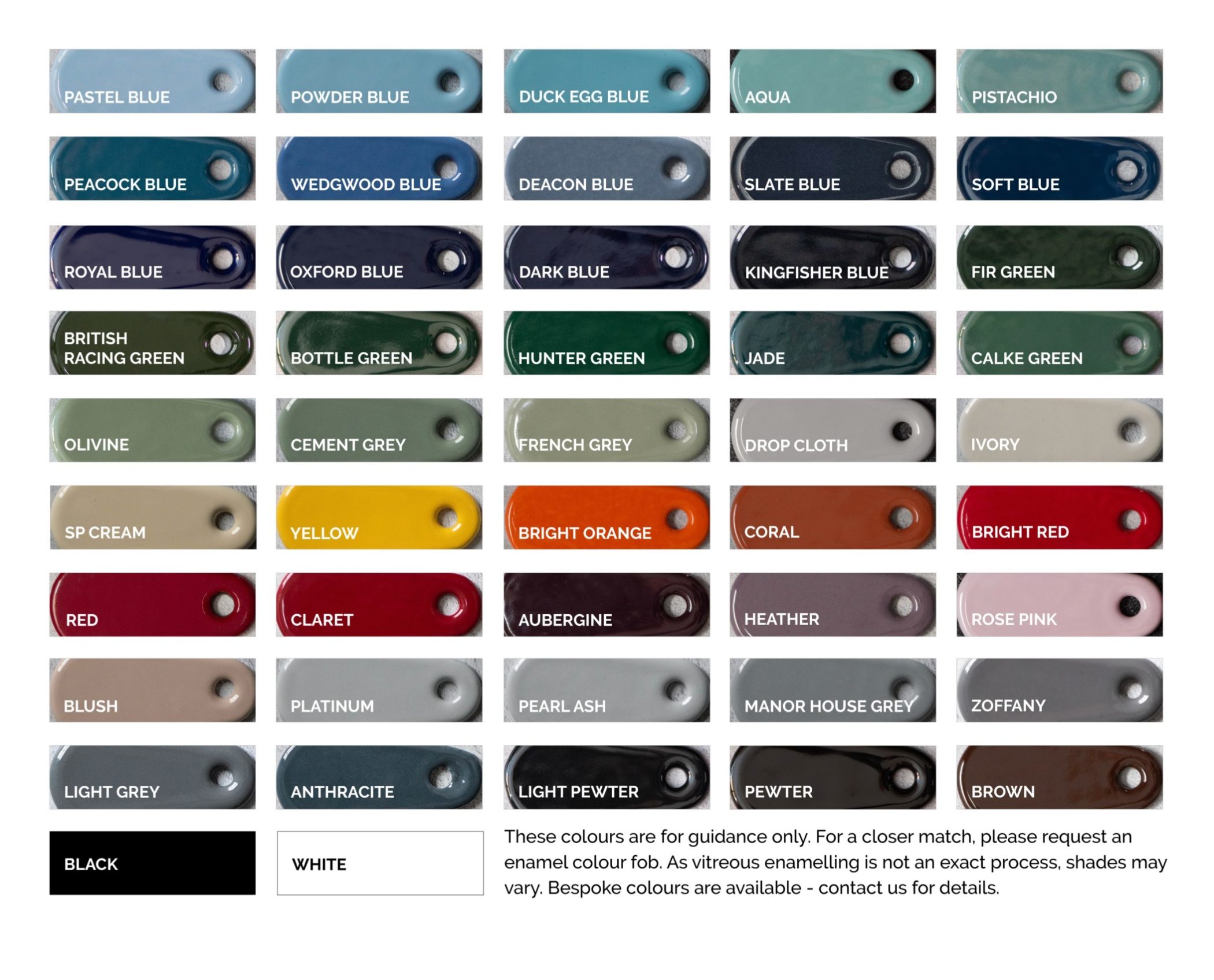Thornhill Range Cookers Colour Chart