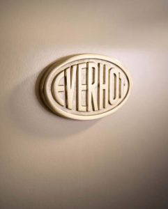 everhot brass pack logo badge with copper like finish